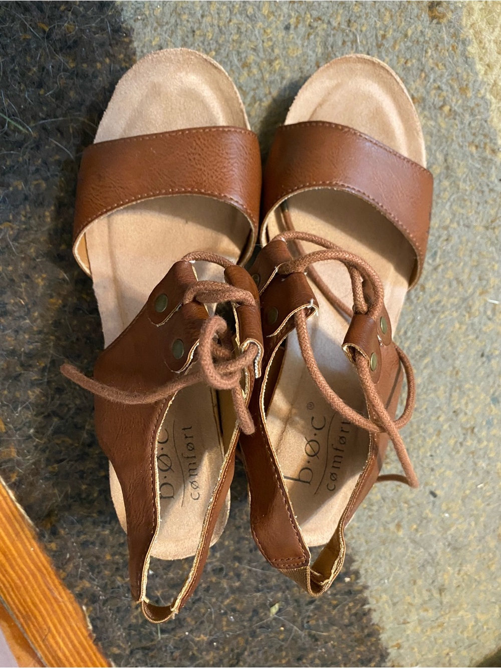 boc Brown Lace-Up Leather Women's Sandals